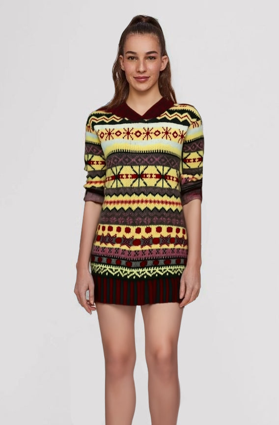 Women's Norwegian-Style Hooded Jumper with Long Sleeves