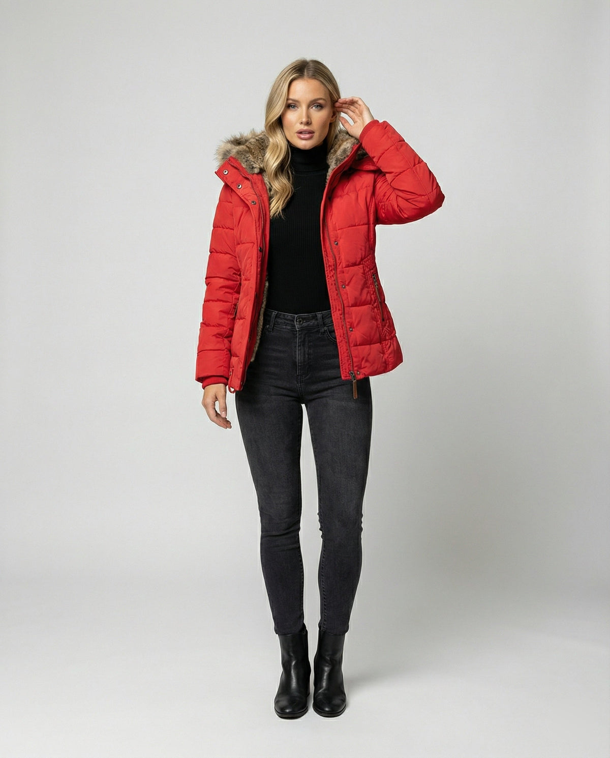 Water-Repellent Winter Jacket with Fleece Lining and Hood