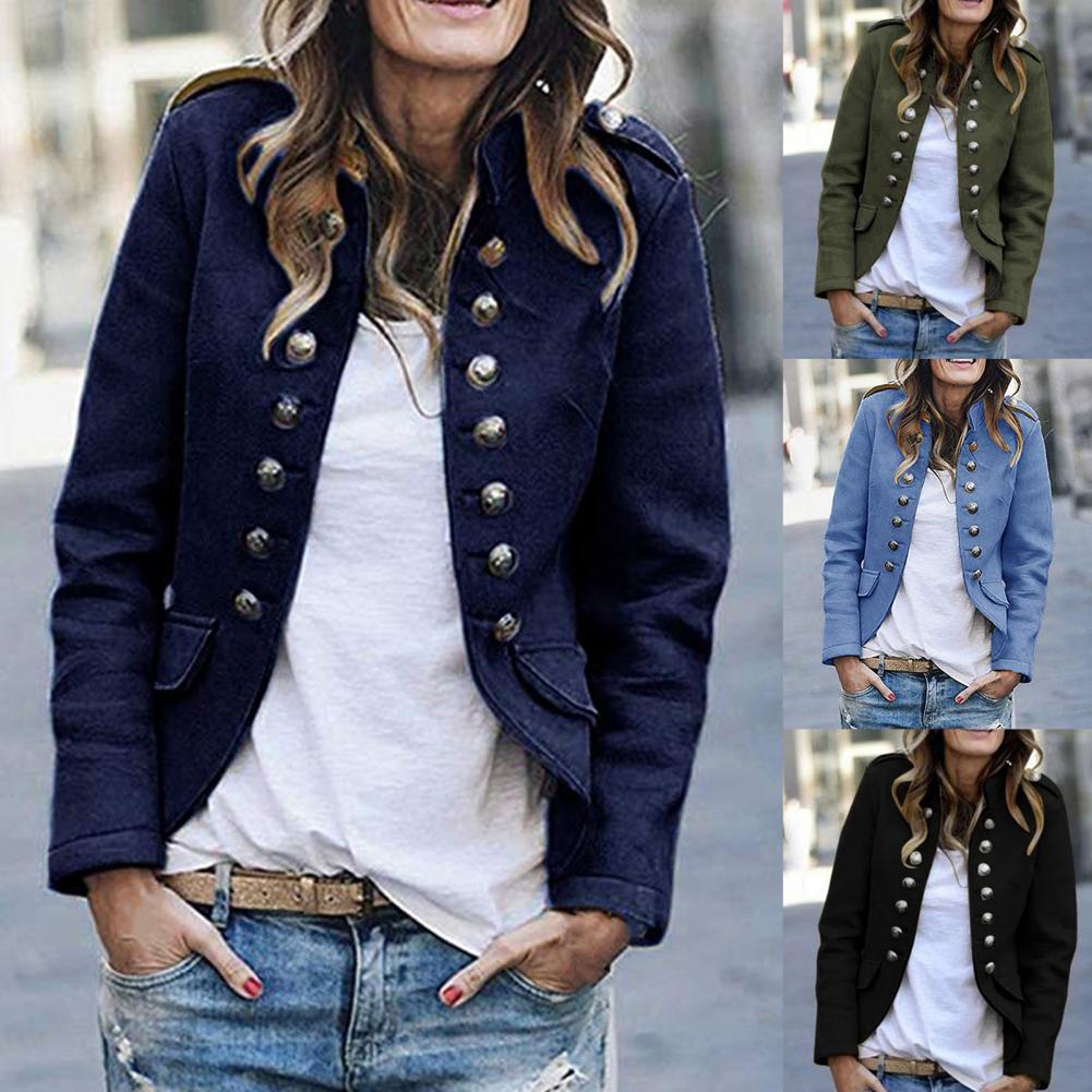 Women's Cropped Blazer with Stand Collar and Open Front