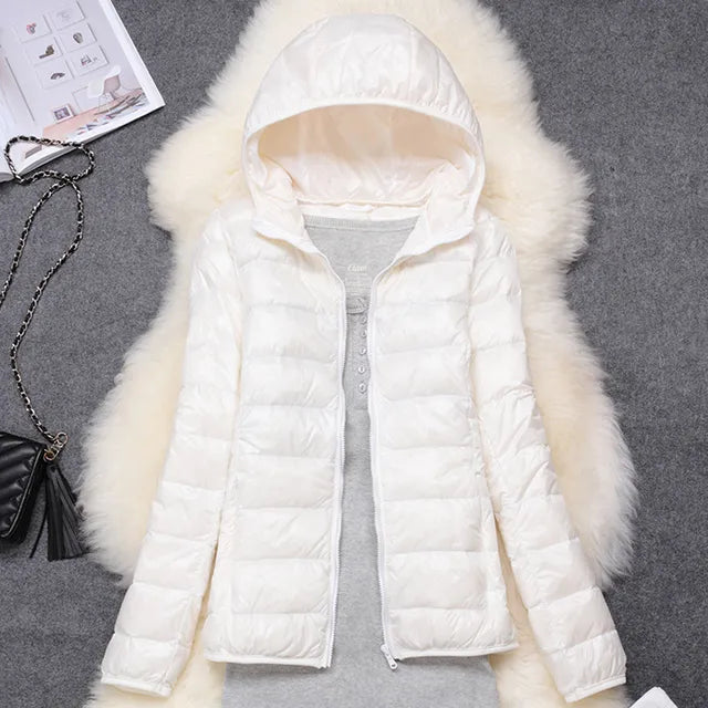 Women's Ultralight Packable Down Coat with Hood