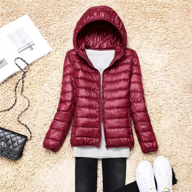 Women's Ultralight Packable Down Coat with Hood