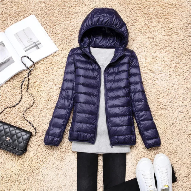 Women's Ultralight Packable Down Coat with Hood