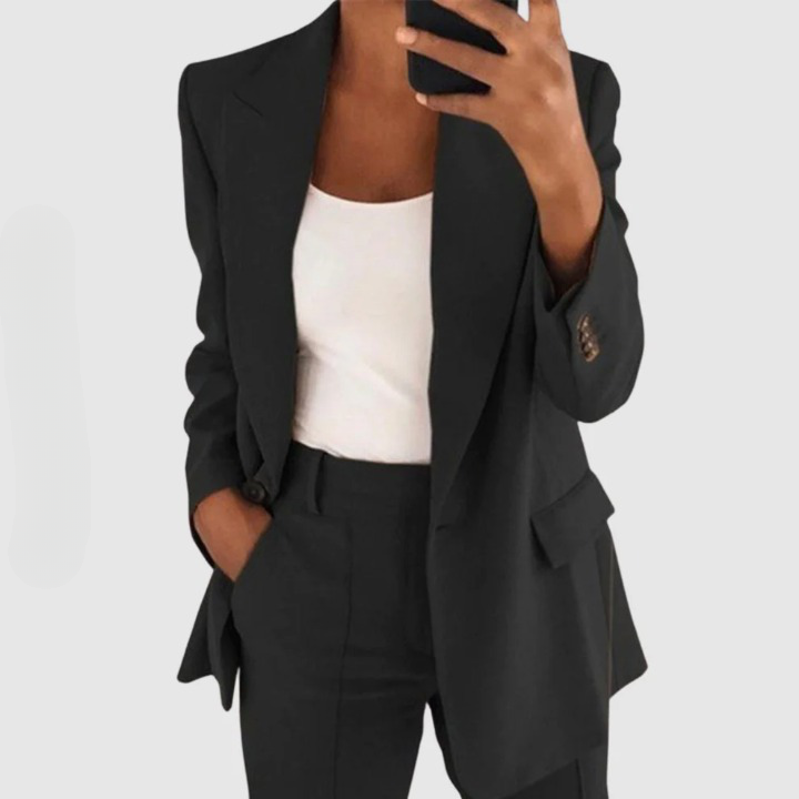 Women's Two-Piece Blazer Set with Slim Trousers