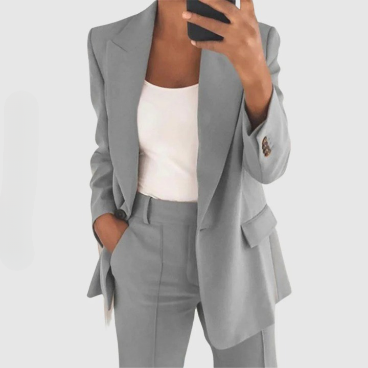 Women's Two-Piece Blazer Set with Slim Trousers