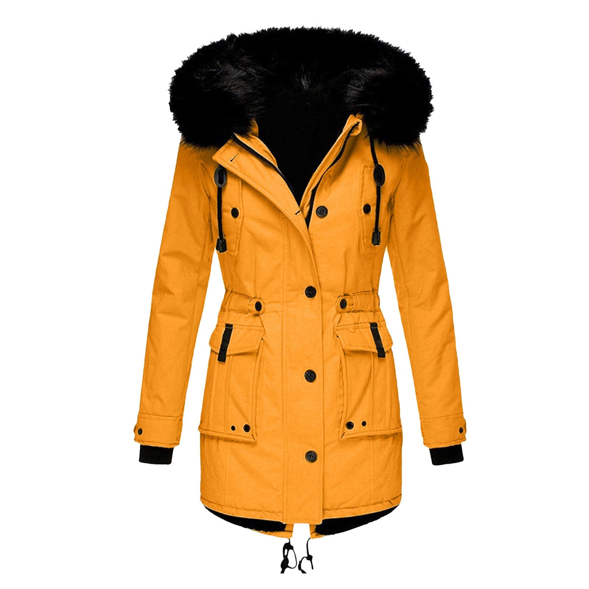 Women's Winter Parka with Faux Fur Hood for Cold Days