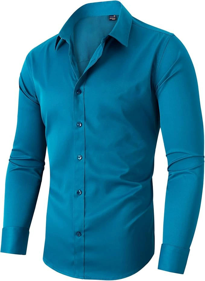 Men's Dress Shirt with Non-Iron Stretch Fabric for Work and Leisure