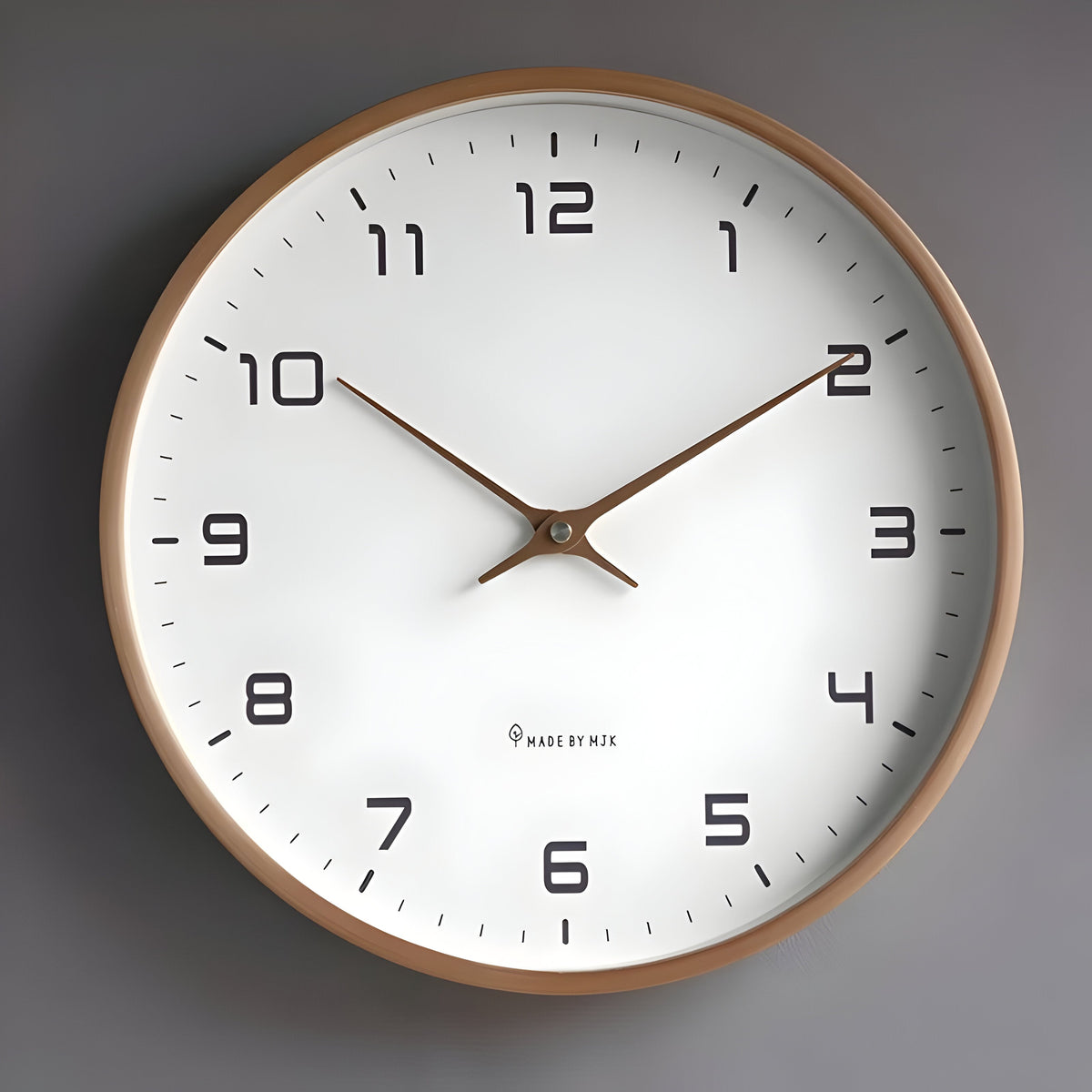 Silent Wooden Wall Clock with Modern Round Design