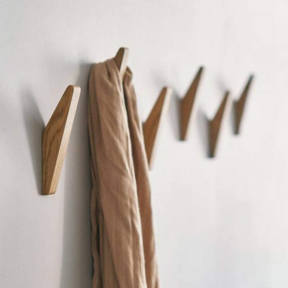 Minimalist Wooden Wall Hooks Set of 6 with Rounded Design