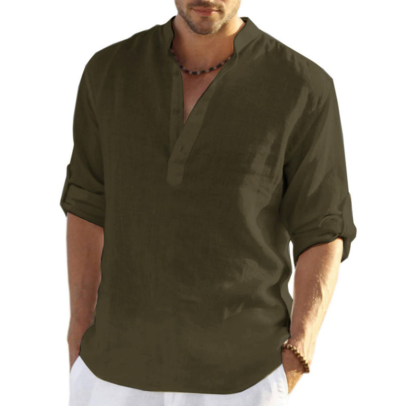 Men's Slim Fit Henley Shirt with Lightweight Breathable Fabric