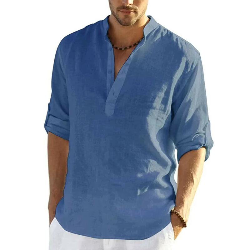 Men's Slim Fit Henley Shirt with Lightweight Breathable Fabric