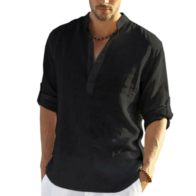 Men's Slim Fit Henley Shirt with Lightweight Breathable Fabric