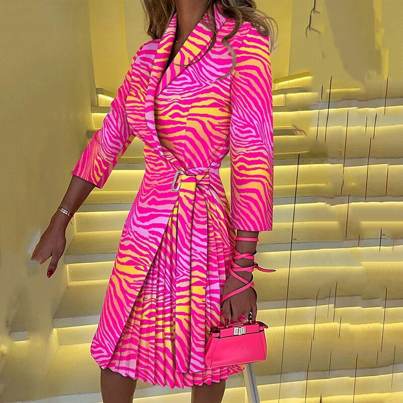 Women's Elegant Blazer Dress with Notched Collar