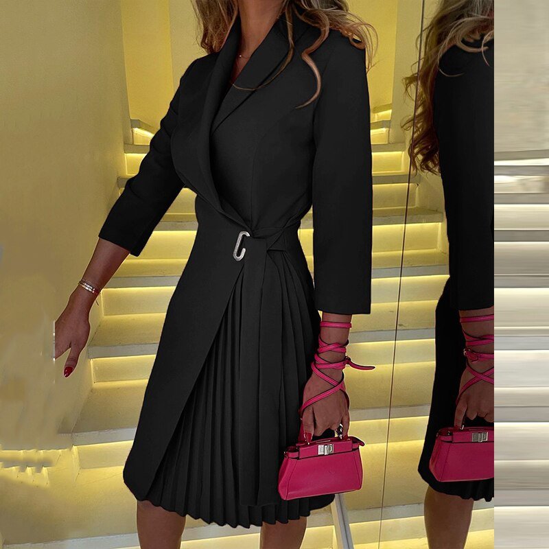 Women's Elegant Blazer Dress with Notched Collar
