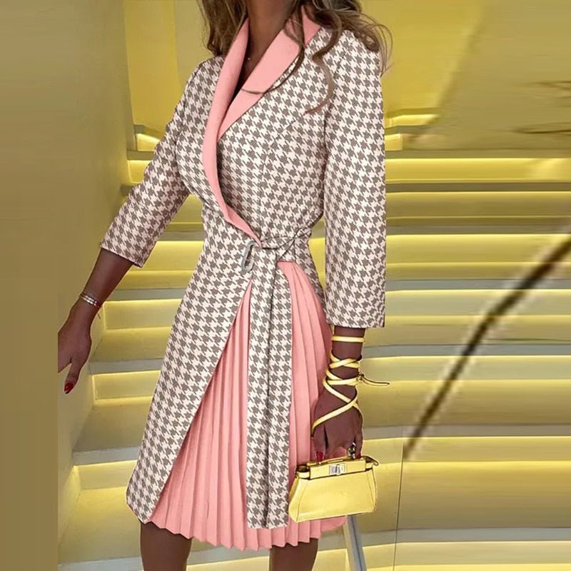 Women's Elegant Blazer Dress with Notched Collar