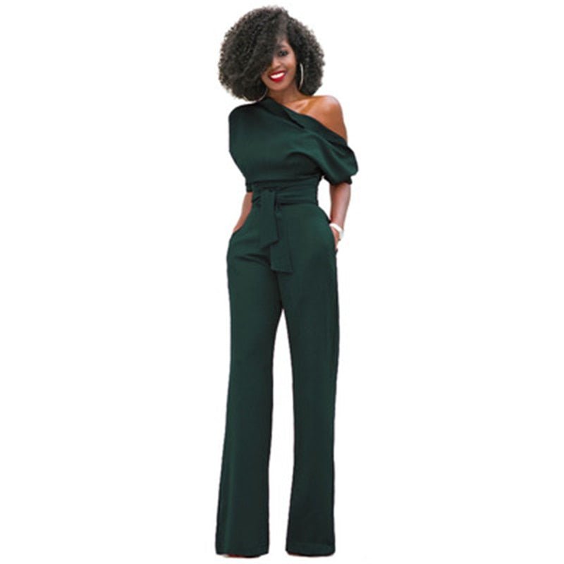Women's Solid Colour Bodycon Jumpsuit in Acrylic Fabric