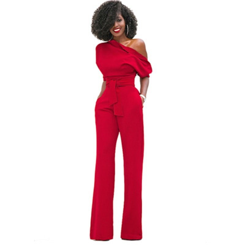 Women's Solid Colour Bodycon Jumpsuit in Acrylic Fabric