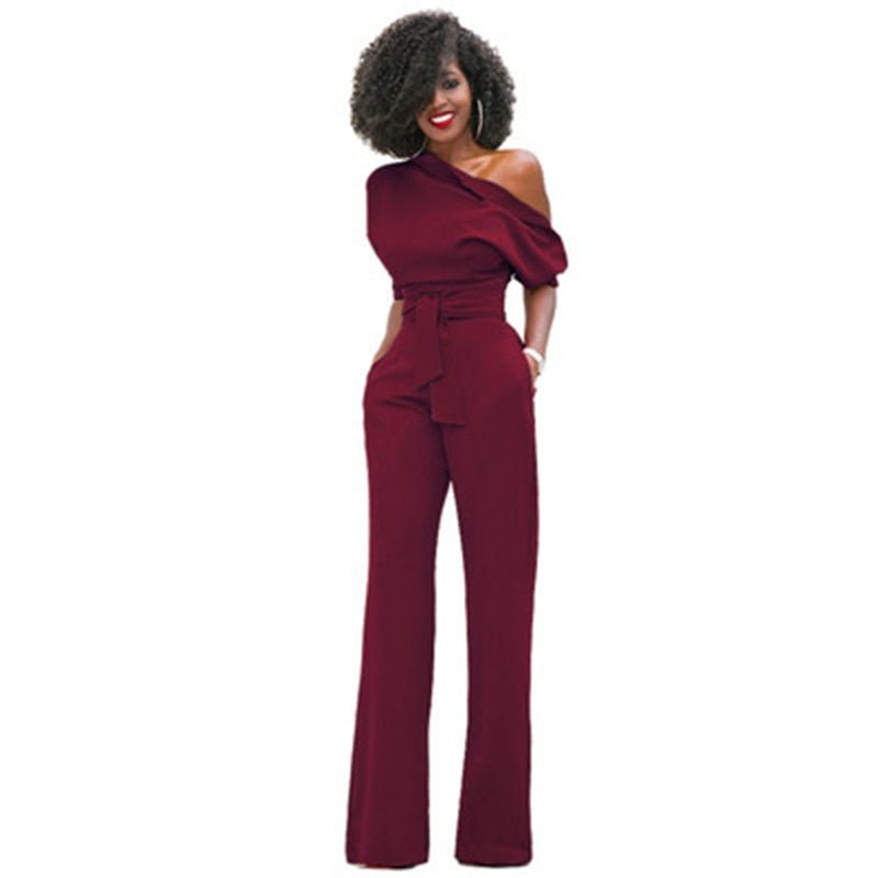 Women's Solid Colour Bodycon Jumpsuit in Acrylic Fabric