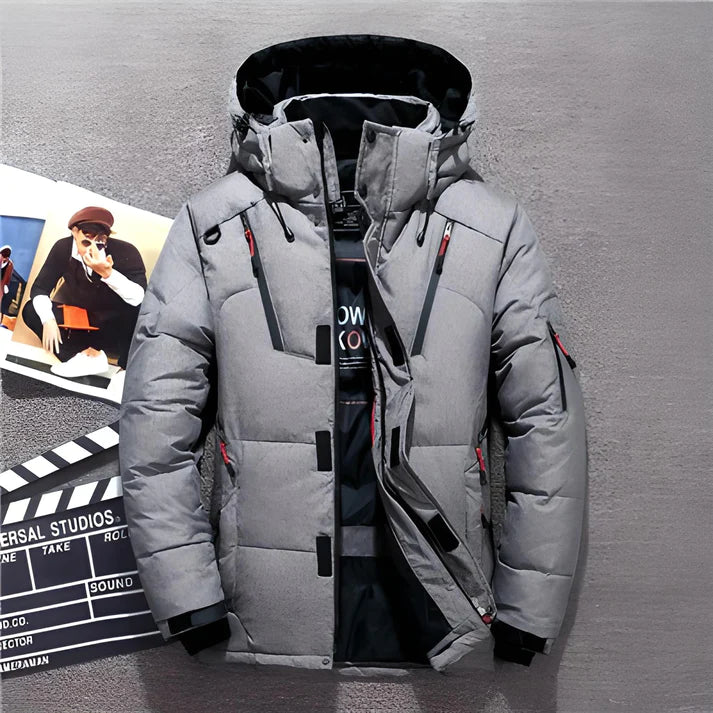 Men's Padded Winter Jacket with Adjustable Hood