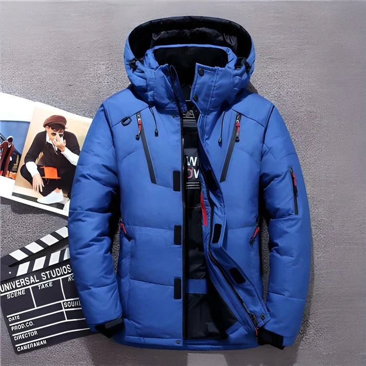 Men's Padded Winter Jacket with Adjustable Hood