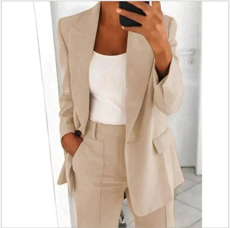 Women's Two-Piece Trouser Suit with Jacket and Trousers