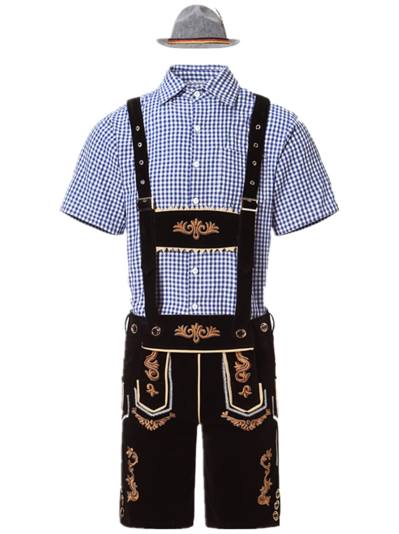 Men's Oktoberfest Lederhosen Costume with Shirt and Braces