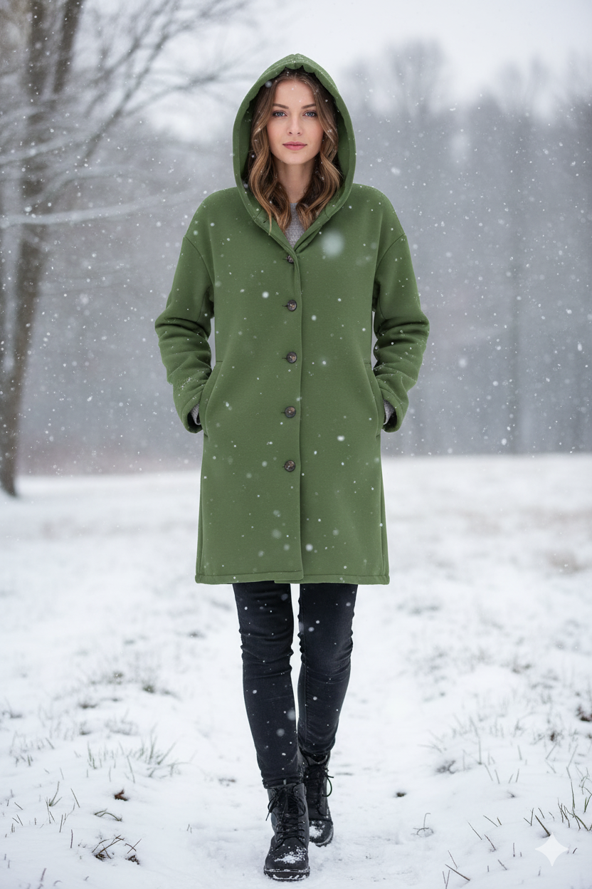 Women's Elegant Windproof Coat with Comfortable Hood