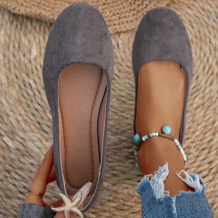 Weiche Ballerinas für Damen, zum Hineinschlüpfen, mit runder Zehenpartie
