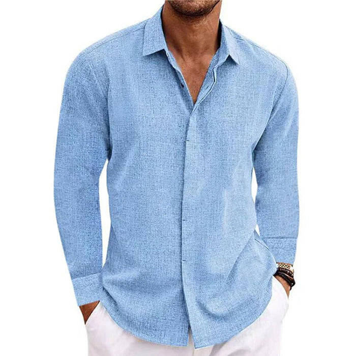 Camicia da uomo a maniche lunghe con colletto aperto per un look casual