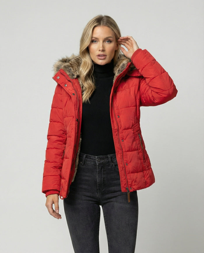 Wasserabweisende Winterjacke mit Fleecefutter und Kapuze