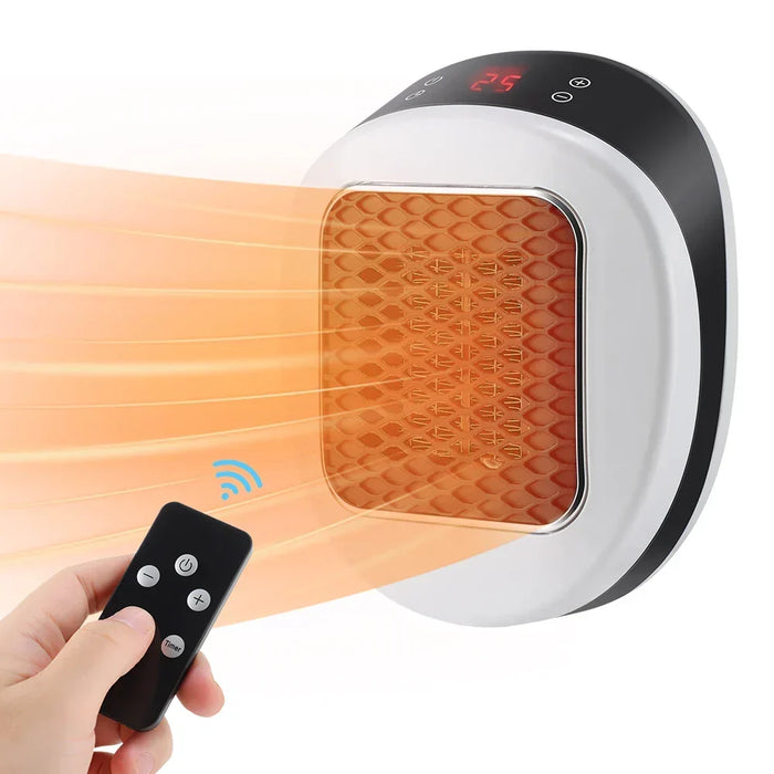 Mini calefactor de pared ThermoLux de 600 W | Calefactor eléctrico compacto con mando a distancia | Calefactor enchufable con termostato y temporizador | Calienta en 3 segundos