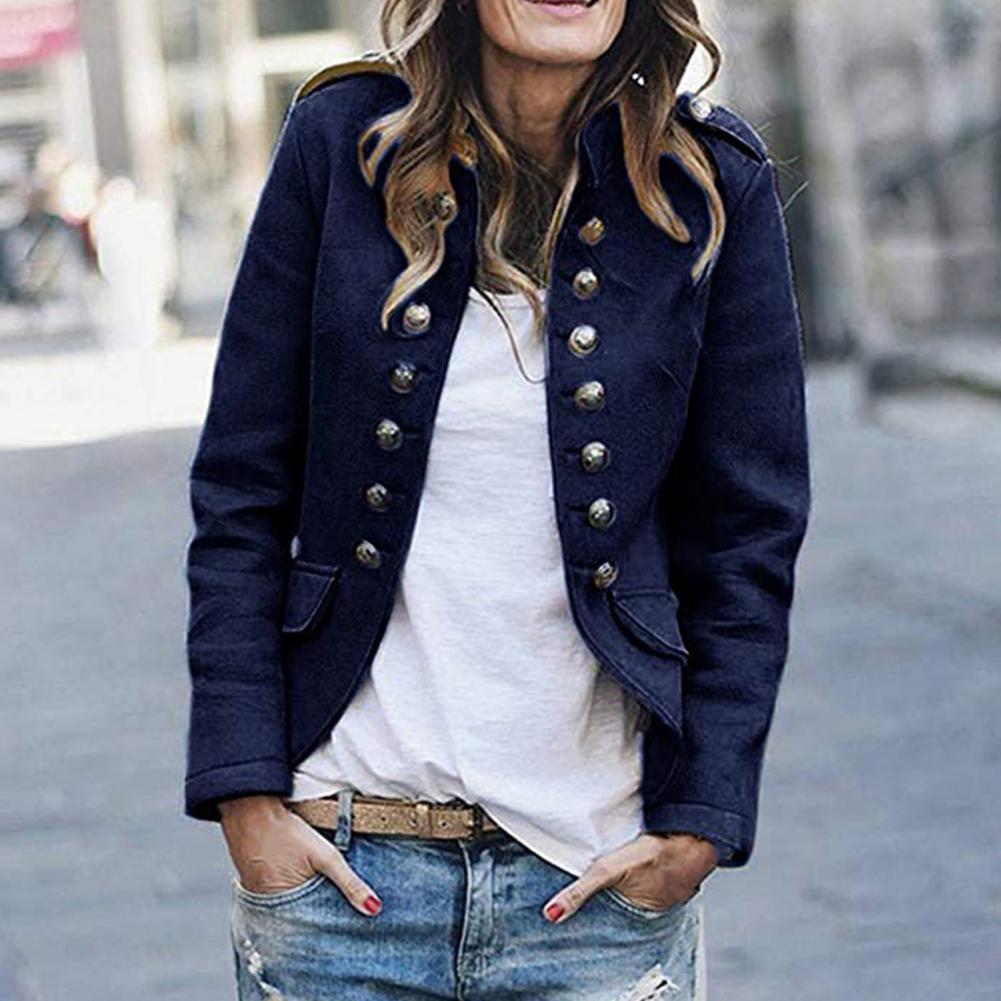 Women's Cropped Blazer with Stand Collar and Open Front