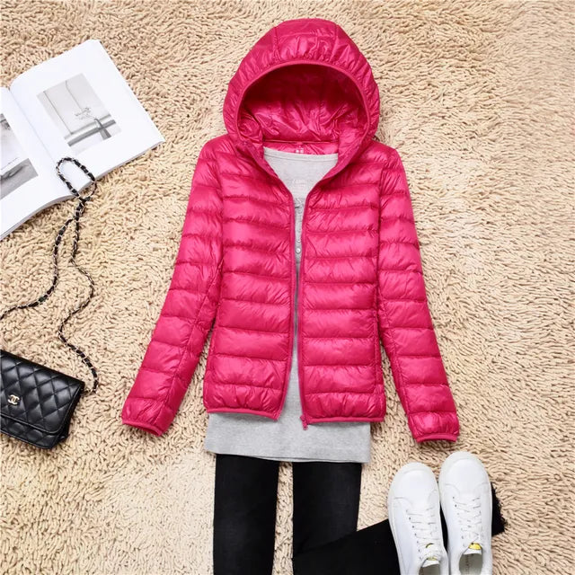 Women's Ultralight Packable Down Coat with Hood
