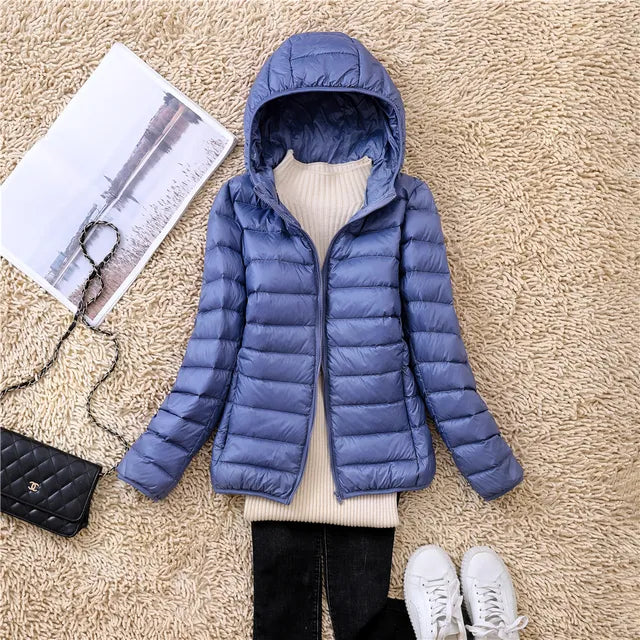 Women's Ultralight Packable Down Coat with Hood