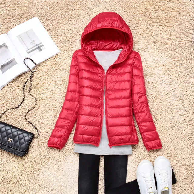 Women's Ultralight Packable Down Coat with Hood