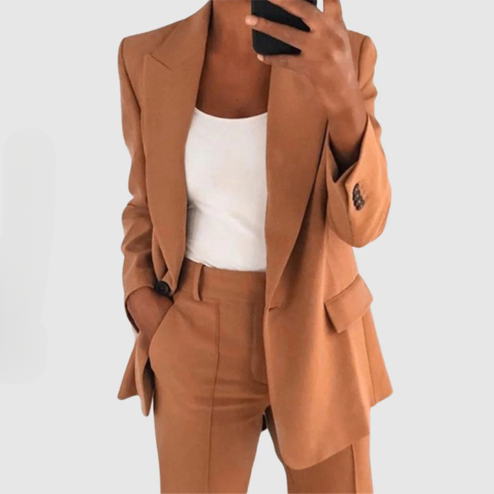Women's Two-Piece Blazer Set with Slim Trousers
