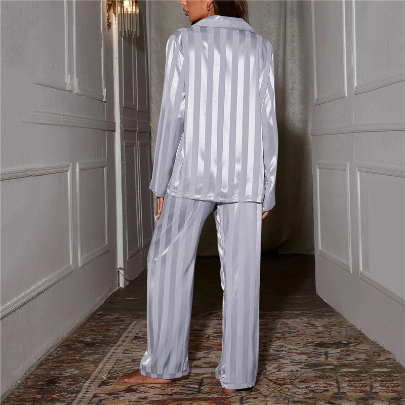 Women's Satin Pyjama Set with Chest Pocket and Elastic Waist