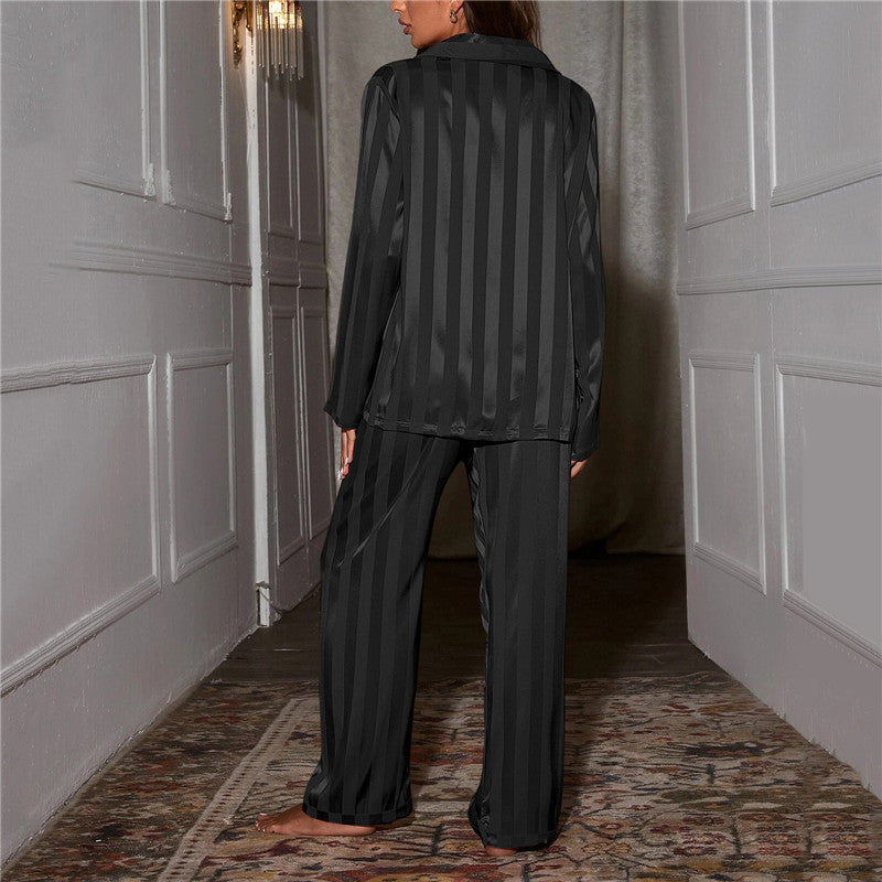 Women's Satin Pyjama Set with Chest Pocket and Elastic Waist