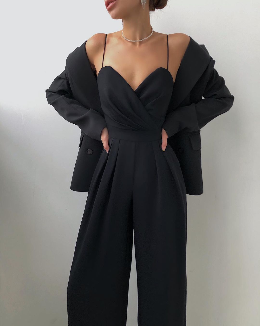 Women's Strappy Wide Leg Jumpsuit in Cotton Blend
