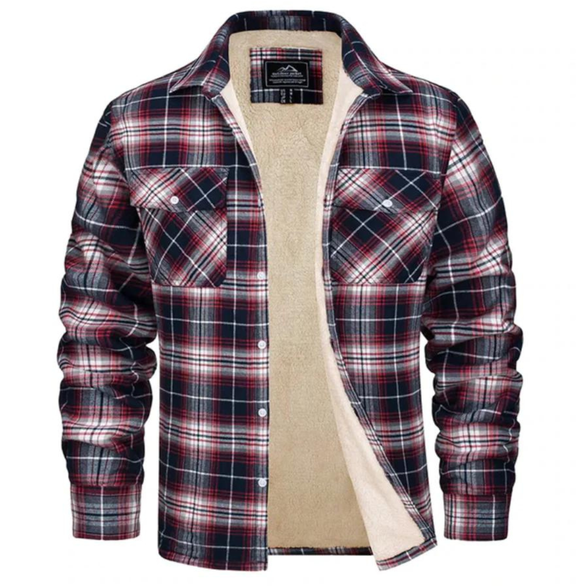 Women's Fleece-Lined Check Jacket with Hood and Relaxed Fit