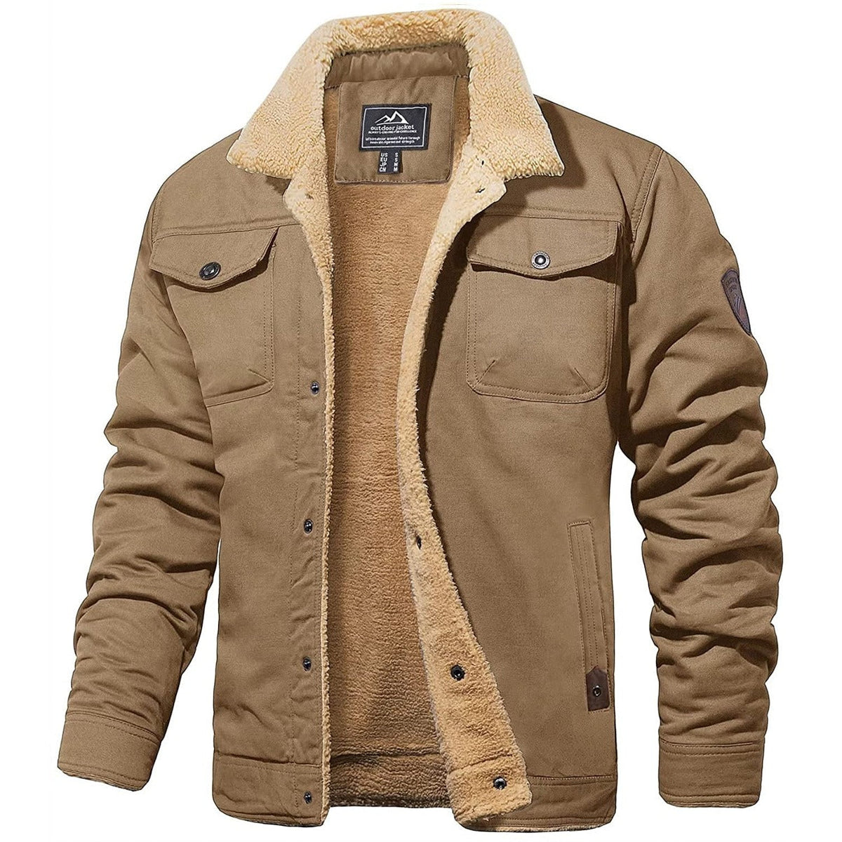 Men's Bomber Jacket with Thermal Lining and Windproof Shell