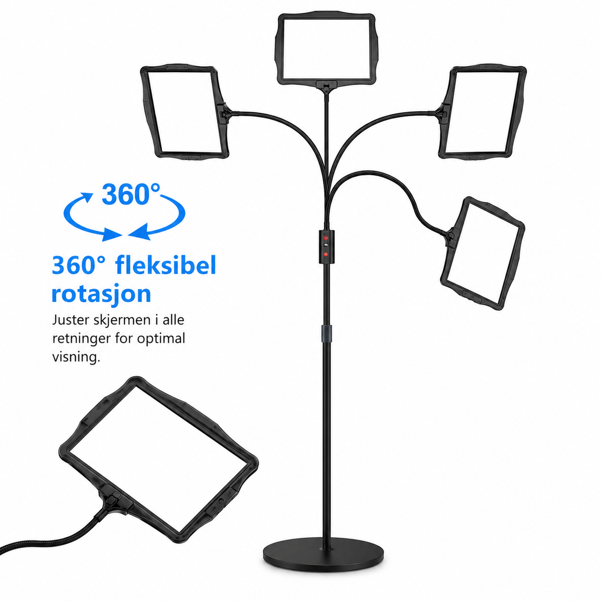 Magnifying Floor Lamp with 3x LED Lens and Flexible Gooseneck