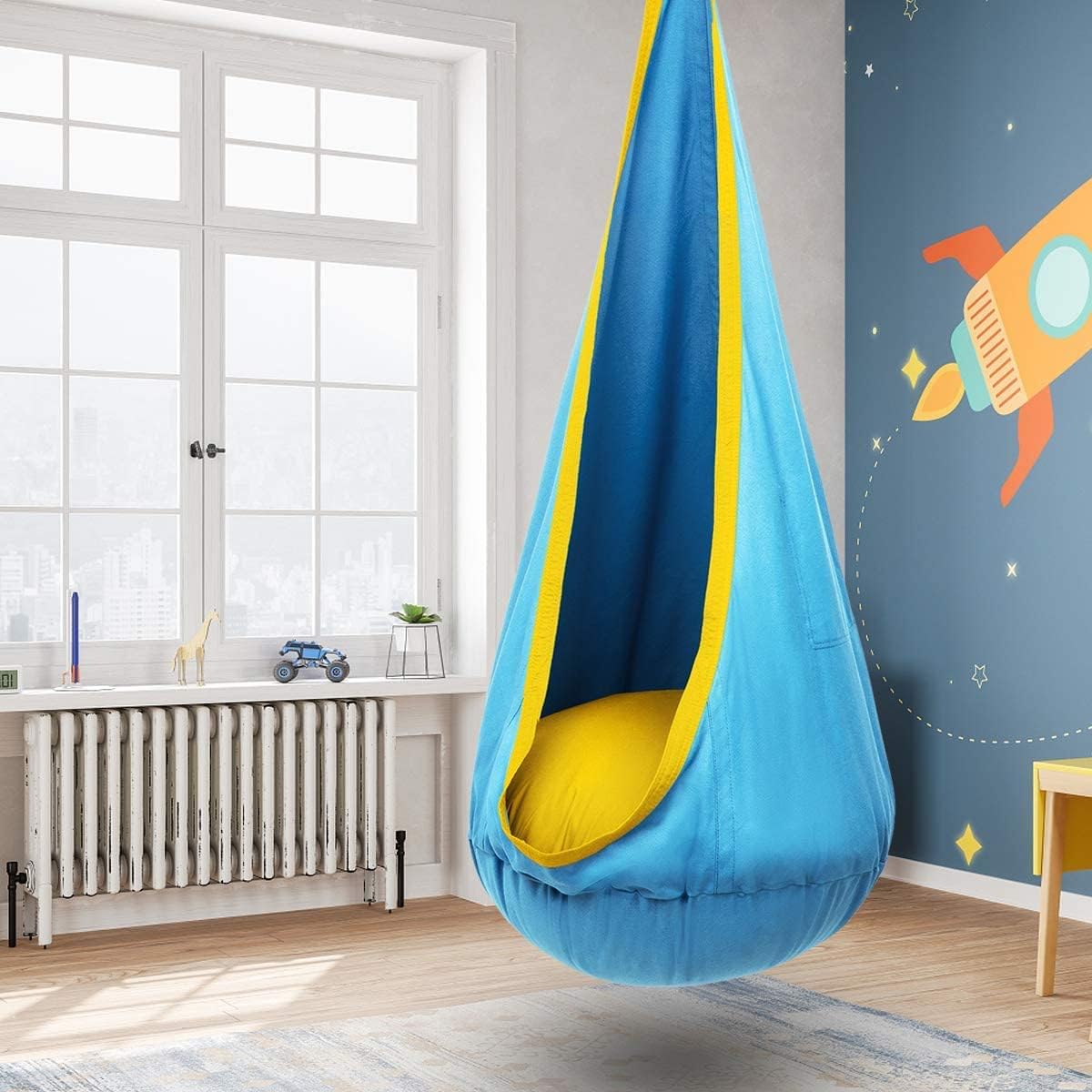 Kids' Hanging Pod Swing with Inflatable Cushion for Play and Rest