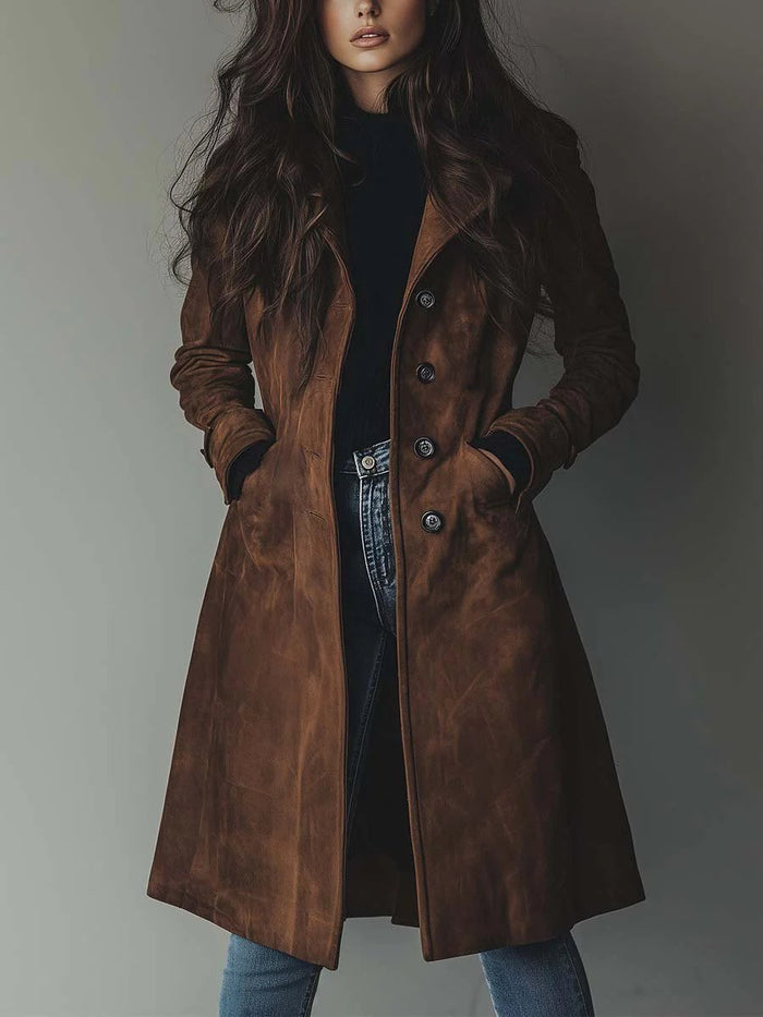 Trench lungo da donna doppiopetto