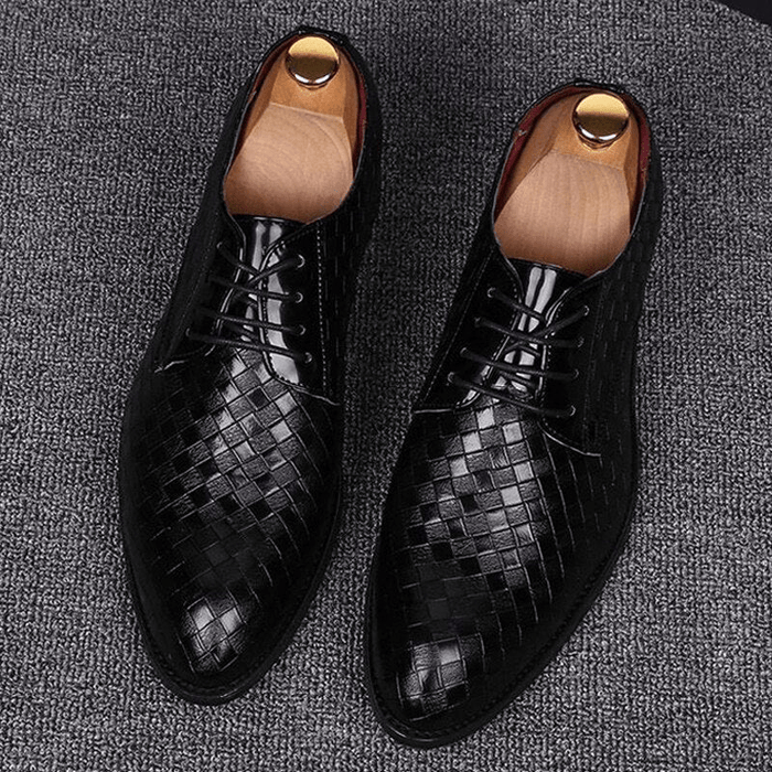 Zapatos Derby tejidos y repujados para hombre con cierre de cordones