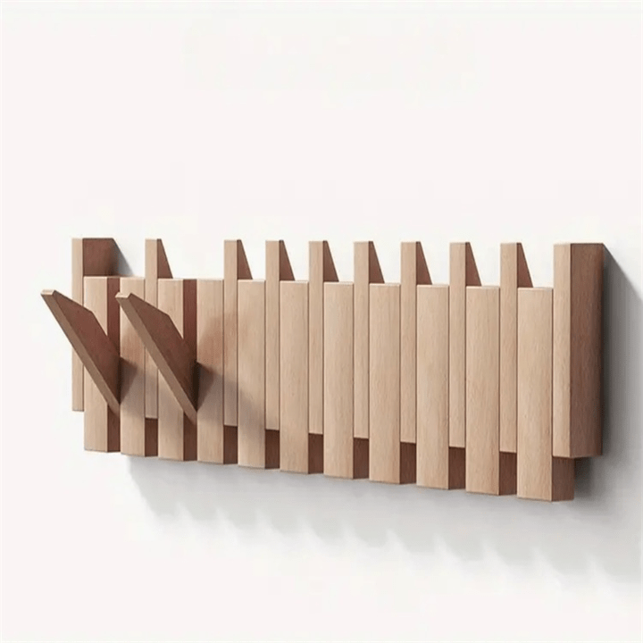Piano Key Wall Coat Rack with Foldable Hooks for Hallway