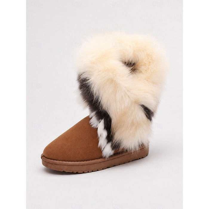 Women's Fluffy-Trimmed Winter Boots Slip-On