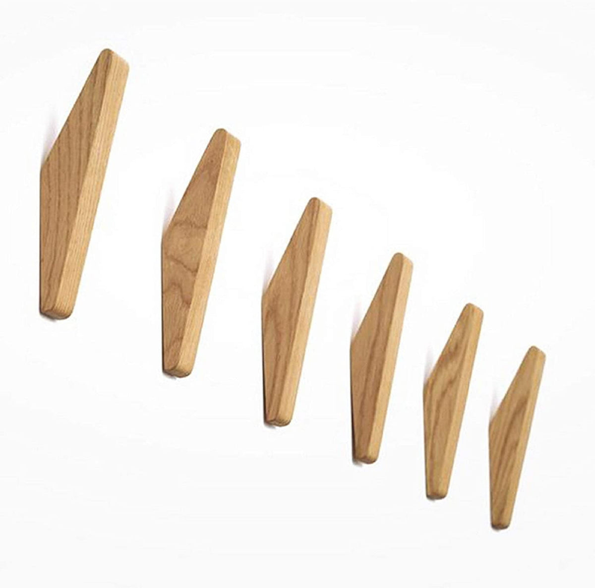 Minimalist Wooden Wall Hooks Set of 6 with Rounded Design