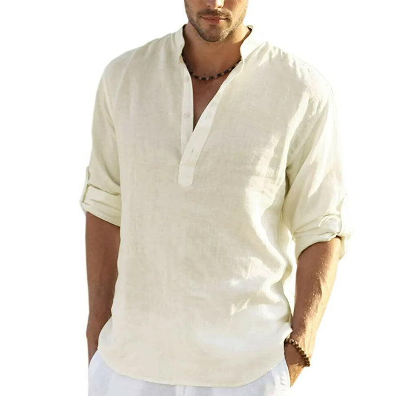 Men's Slim Fit Henley Shirt with Lightweight Breathable Fabric