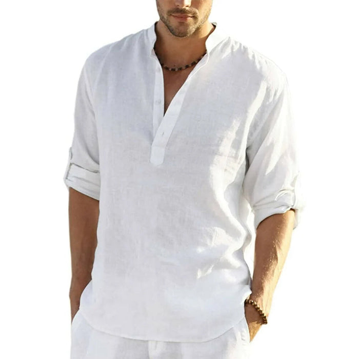 Camisa Henley para homem, de corte justo e tecido leve e respirável