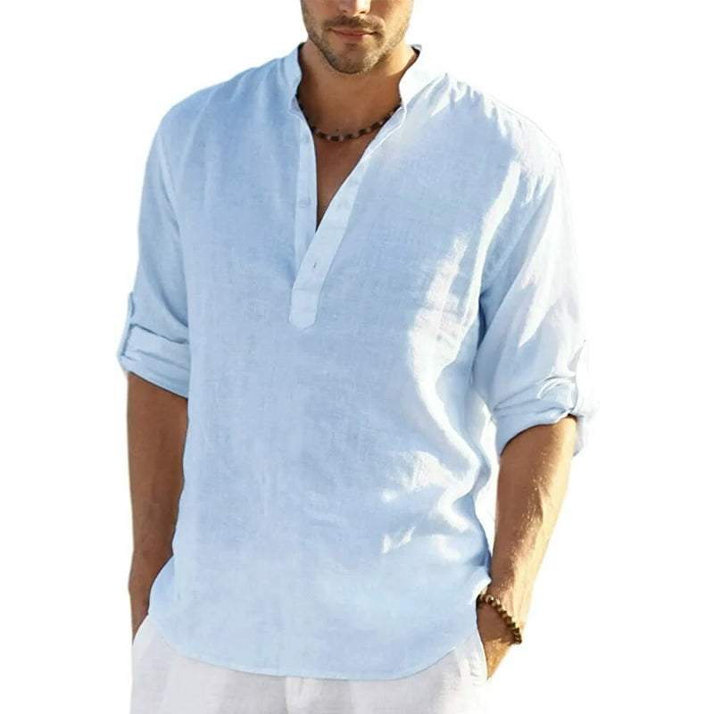 Men's Slim Fit Henley Shirt with Lightweight Breathable Fabric